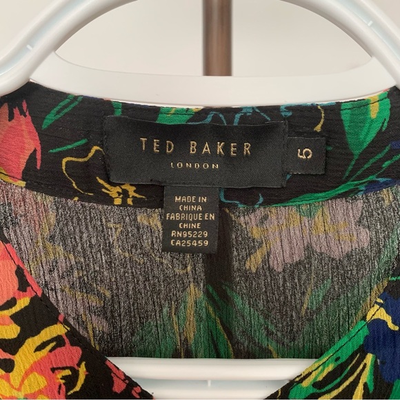 Ted Baker Carita Multi-Colour Floral Ruffle Sleeve Blouse, Size 12 - Picture 9 of 16